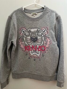 Kenzo Grey Sweatshirt with Gold Logo Detail